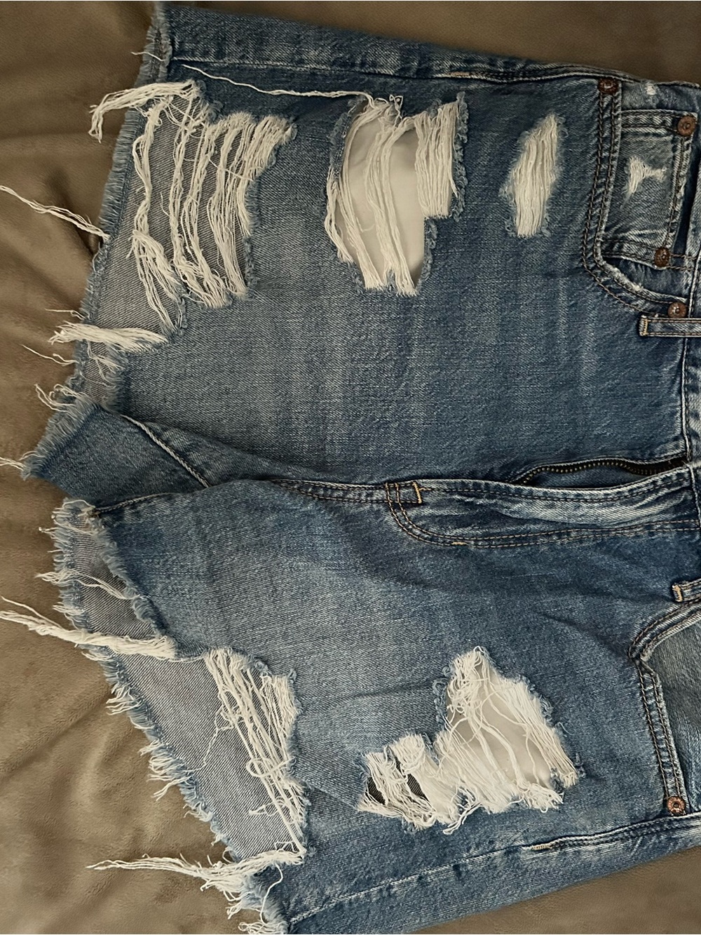 AE Distressed Women's Blue Denim Shorts